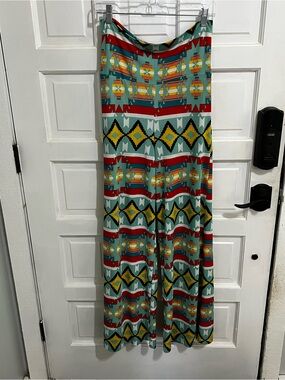 2B Clothing Teal & Multicolor Southwest-Print Wide Leg Pants